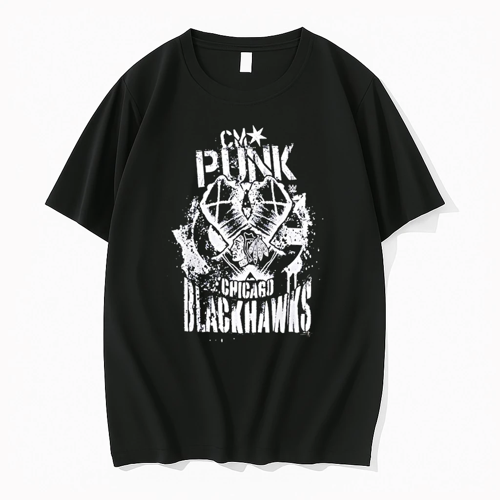 Wwe Elimination Chamber 2026 Chicago Cm Punk X Chicago Blackhawks Logo Shirts