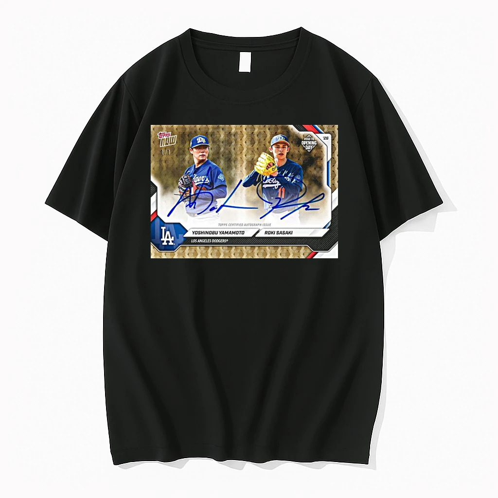 Yoshinobu Yamamoto And Roki Sasaki Los Angeles Dodgers Road To Opening Day Autograph Collectors Box Topps Now Signatures Shirts