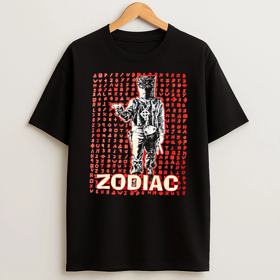Zodiac Killer Cipher And Masked Figure Graphic Design Shirts