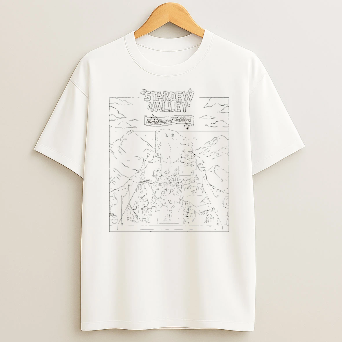 Stardew Valley Line Art Symphony Of Seasons Natural Shirts