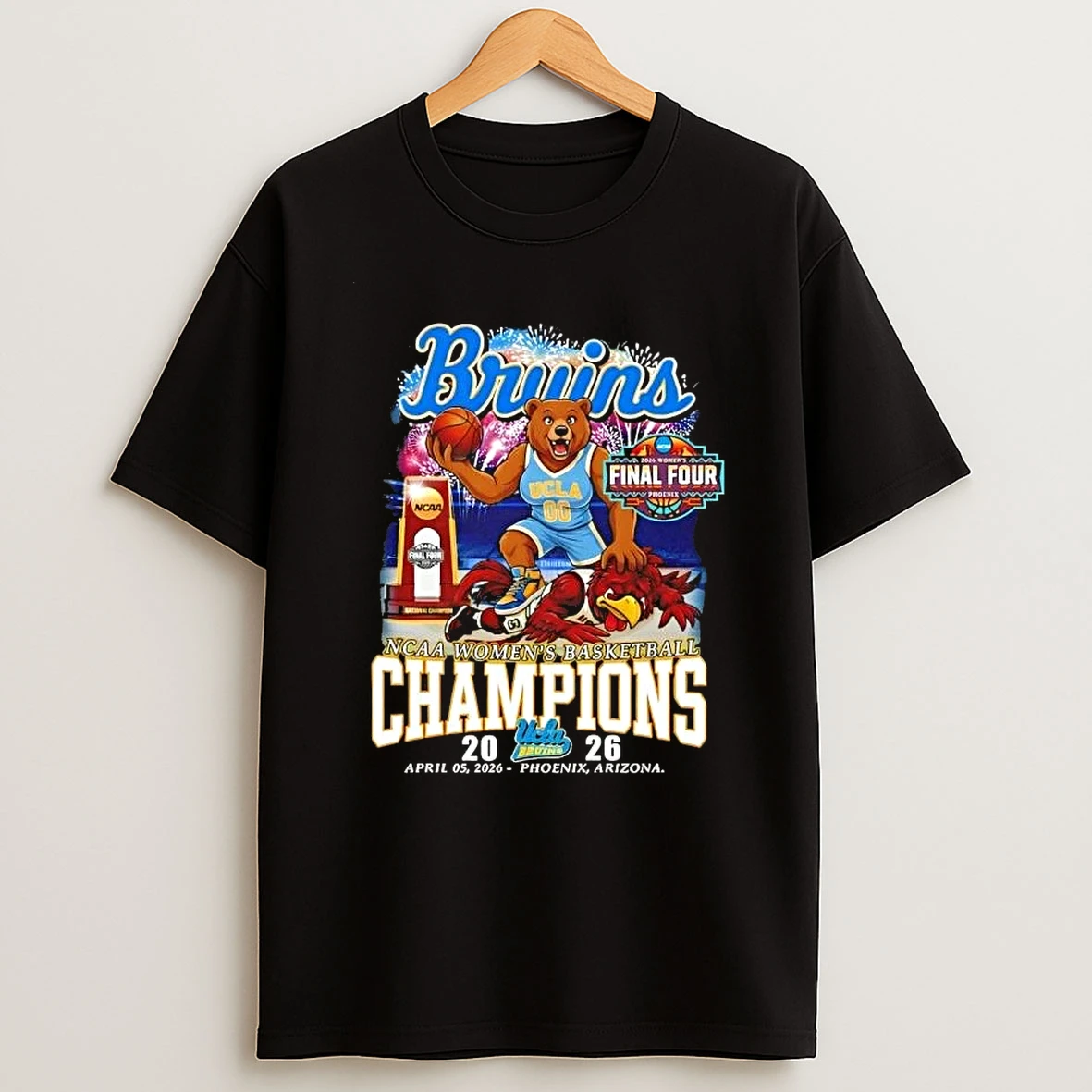 2026 Ncaa Womens Basketball Champions Ucla Bruins Beat South Carolina Gamecocks Mascots Shirts