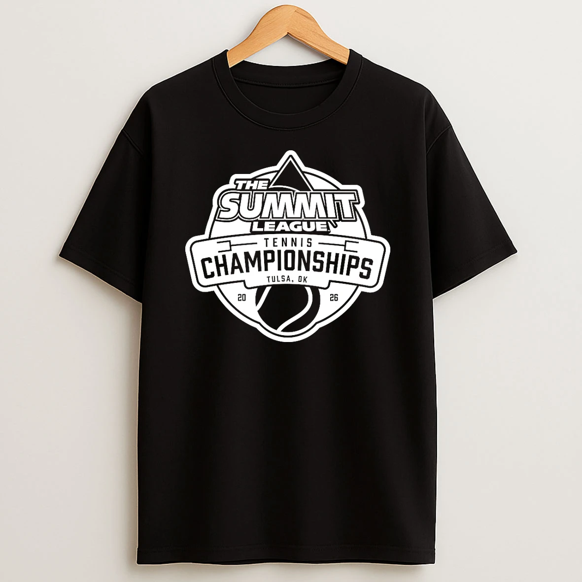 2026 The Summit League Tennis Championships Held In Tulsa Ok Logo Black And White Shirts