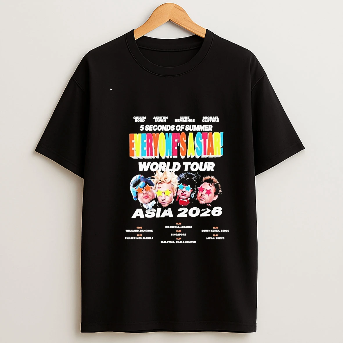5 Seconds Of Summer Asia Tour 2026 Everyones A Star 00 Shirts