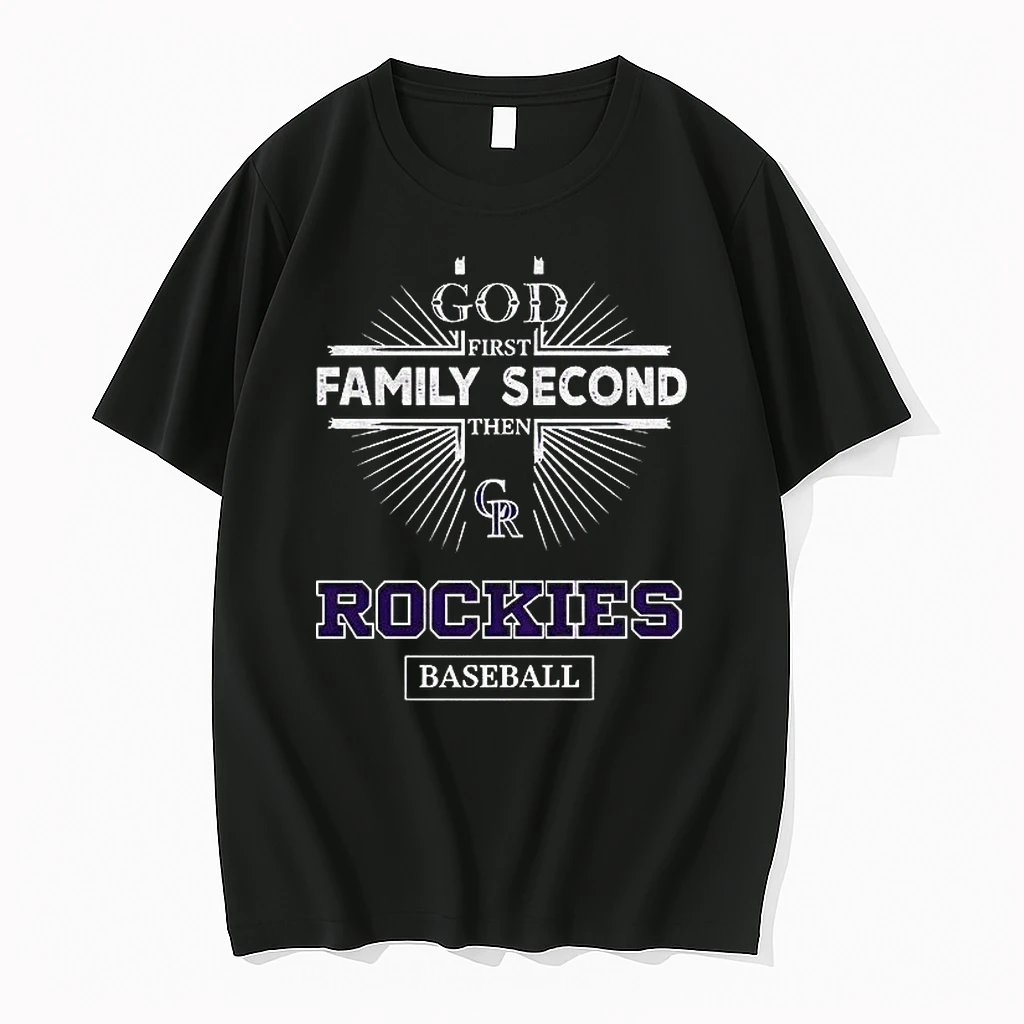 8k5fjacy God First Family Second Then Colorado Rockies Baseball Shirts