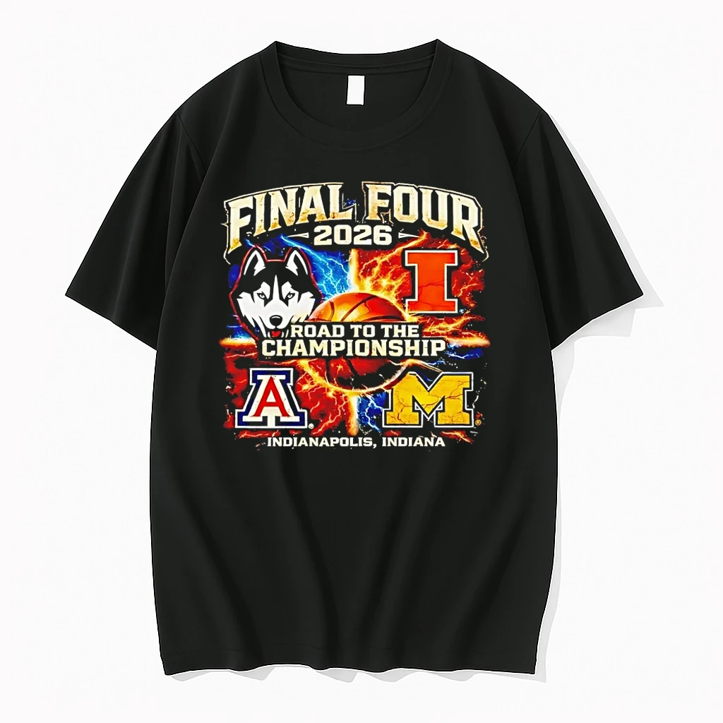 90z7xcbj Uconn Michigan Arizona Illinois Road To The Championship 2026 Final Four Showtime Vintage Shirts