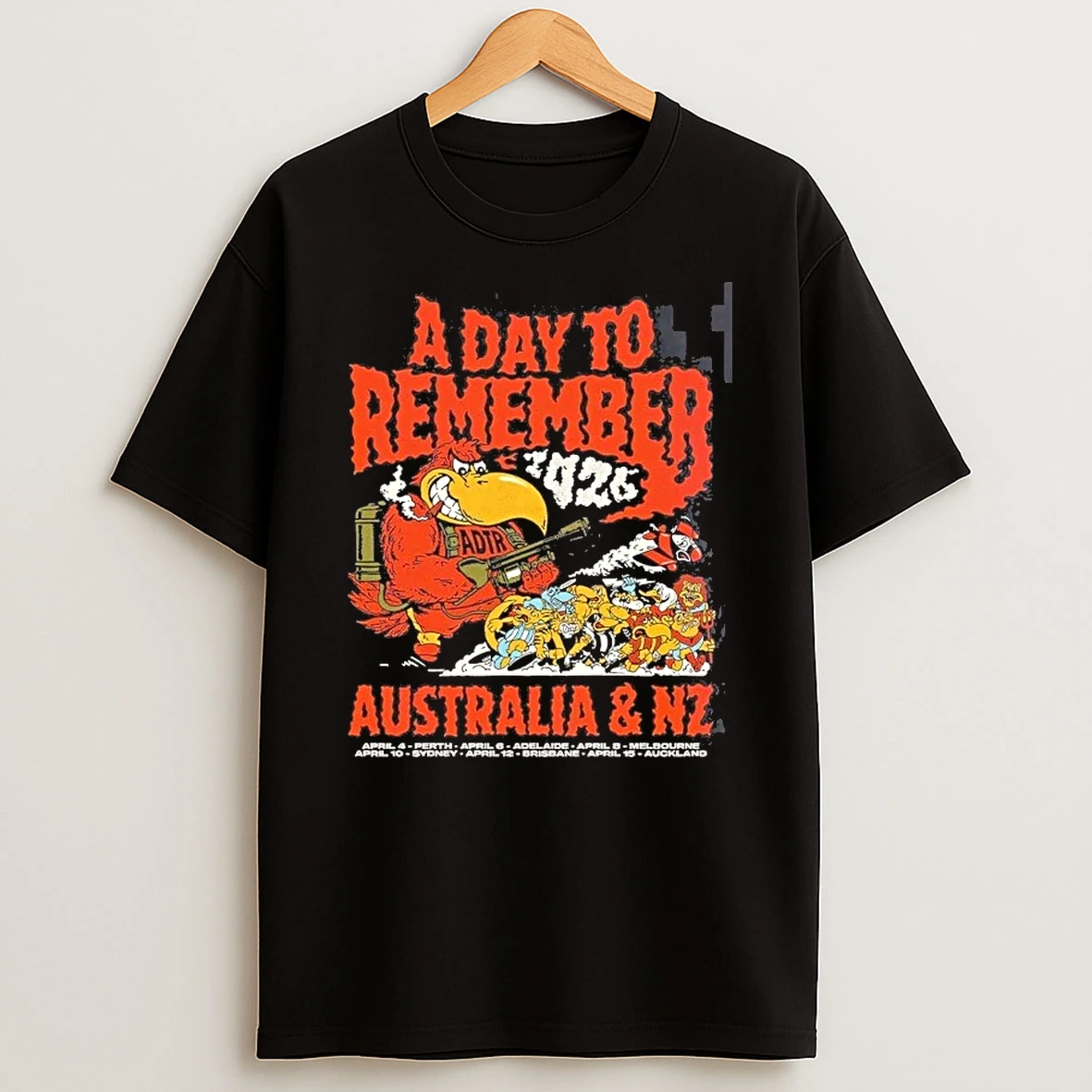 A Day To Remember 2026 Australia And New Zealand Tour Merch The Red Vulture Art With Dates Shirts