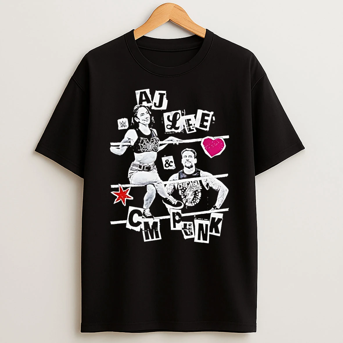 Aj Lee And Cm Punk Wwe 90s Styles Vintage Shirts