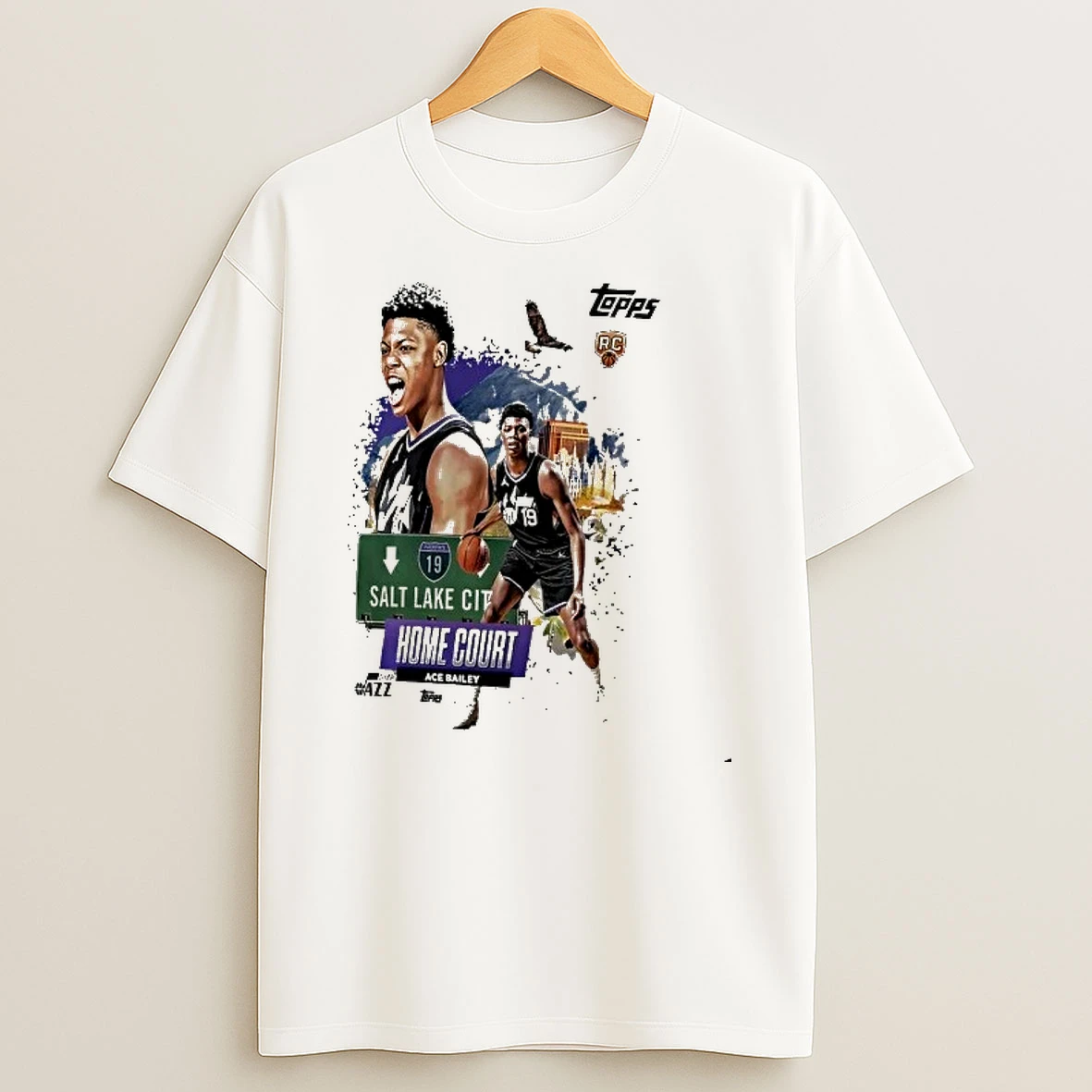 Ace Bailey Utah Jazz Topps Home Court Graphic Shirts