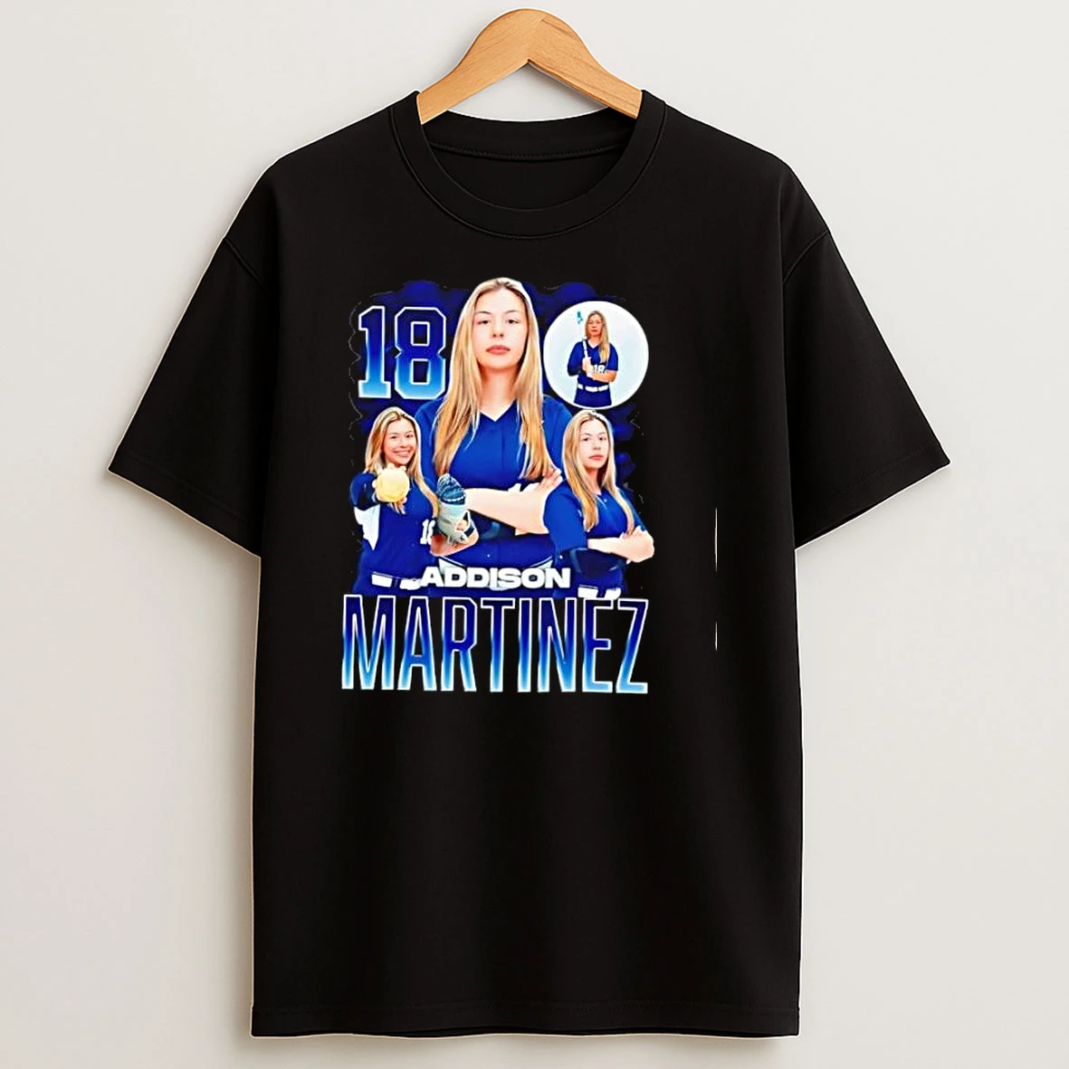 Addison Martinez 18 Softball Player Blue Gradient Shirts