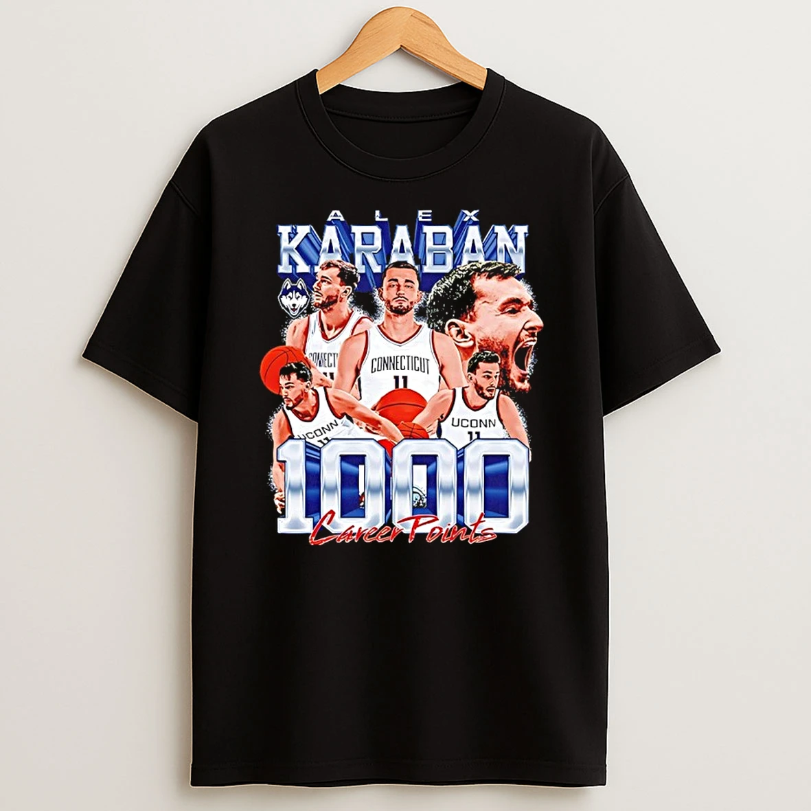 Alex Karaban Uconn Huskies Mens Basketball 1000 Career Points Collage Shirts