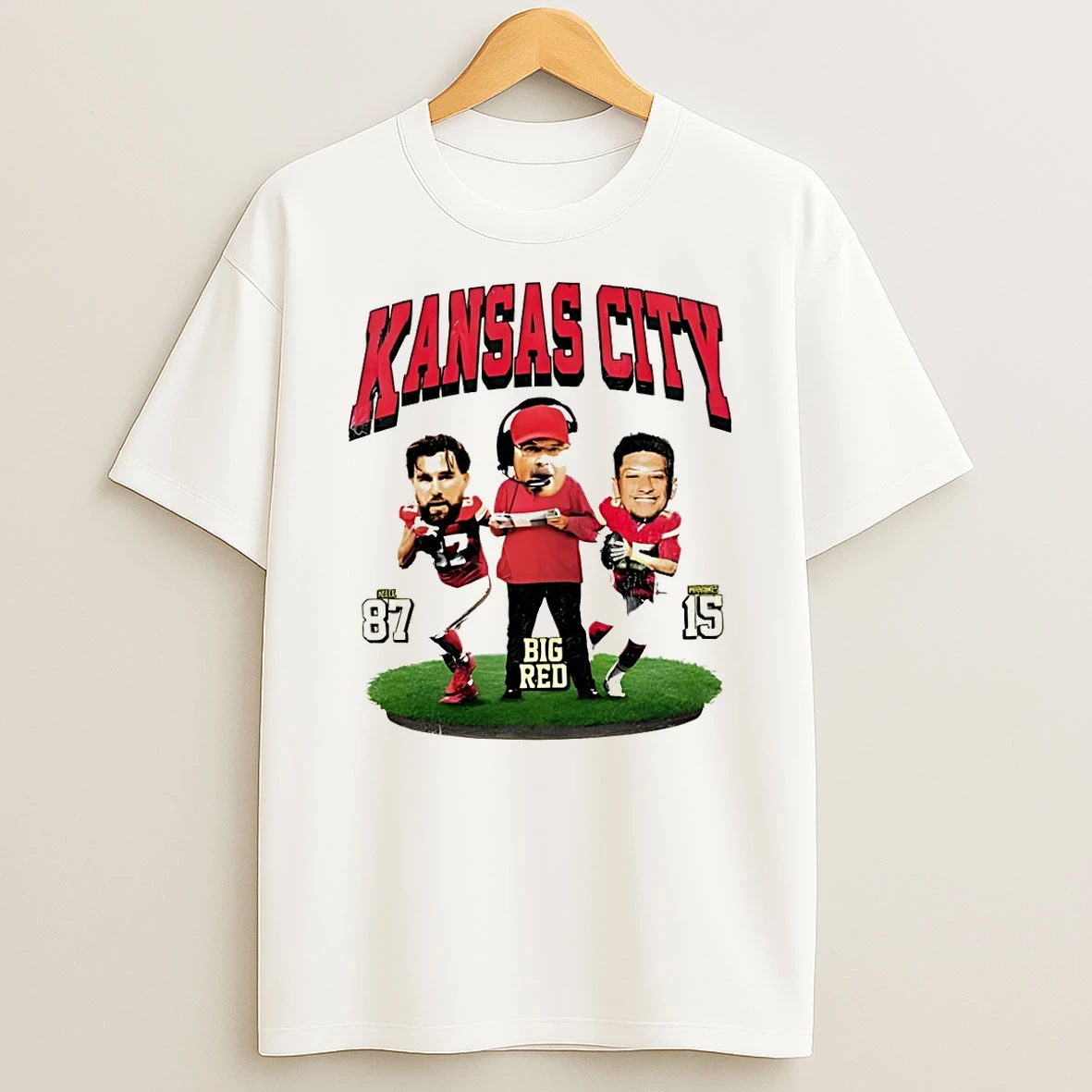 Andy Reid Travis Kelce Patrick Mahomes Kansas City Chiefs Big Red Football Shirts