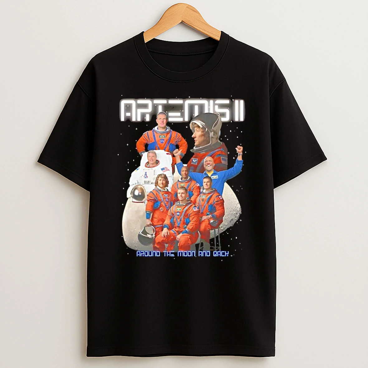 Artemis Ii 90s Style Artemis Ii Crew Graphic Around The Moon And Back Shirts