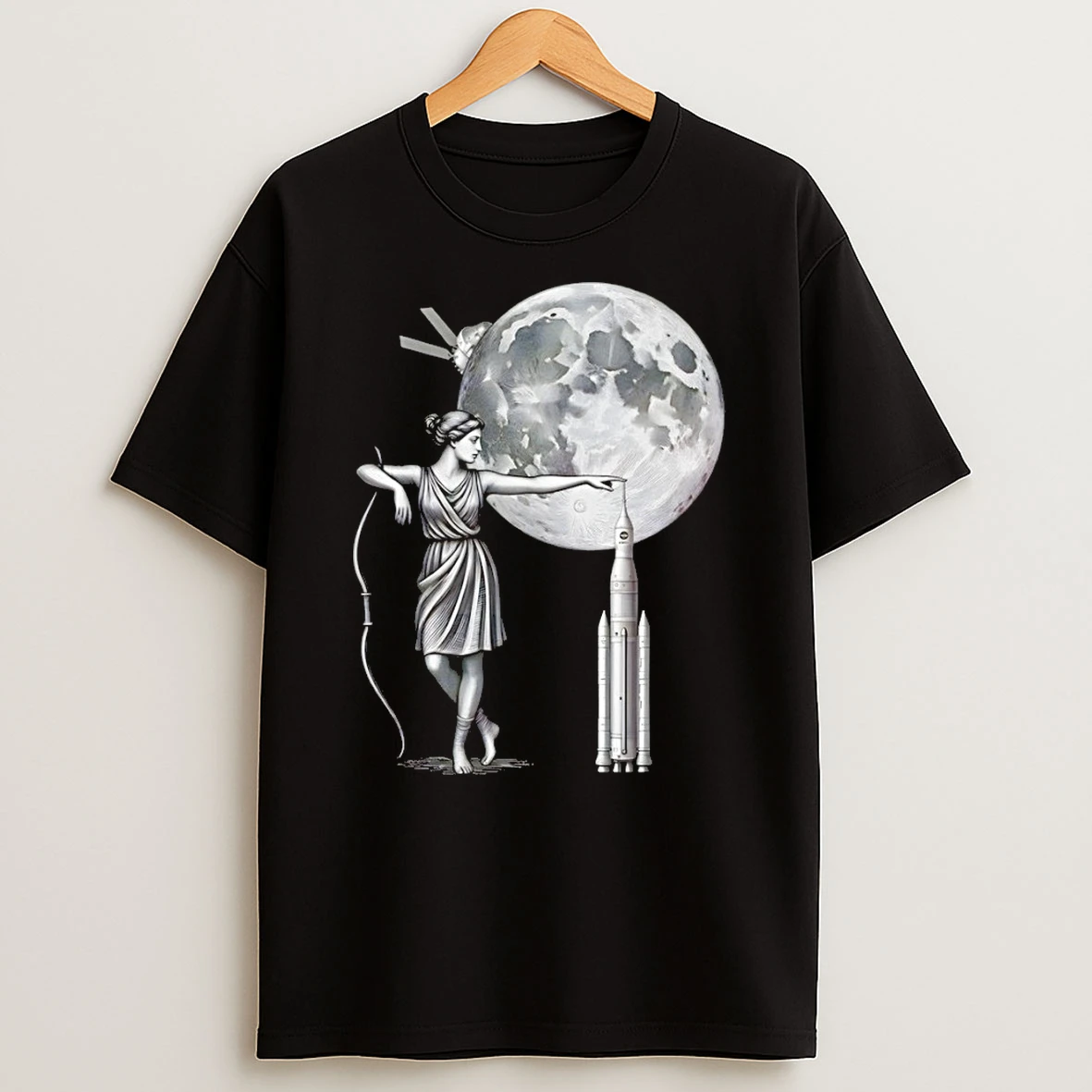 Artemis Moon Goddess With Rocket Space Mission Vintage Shirts
