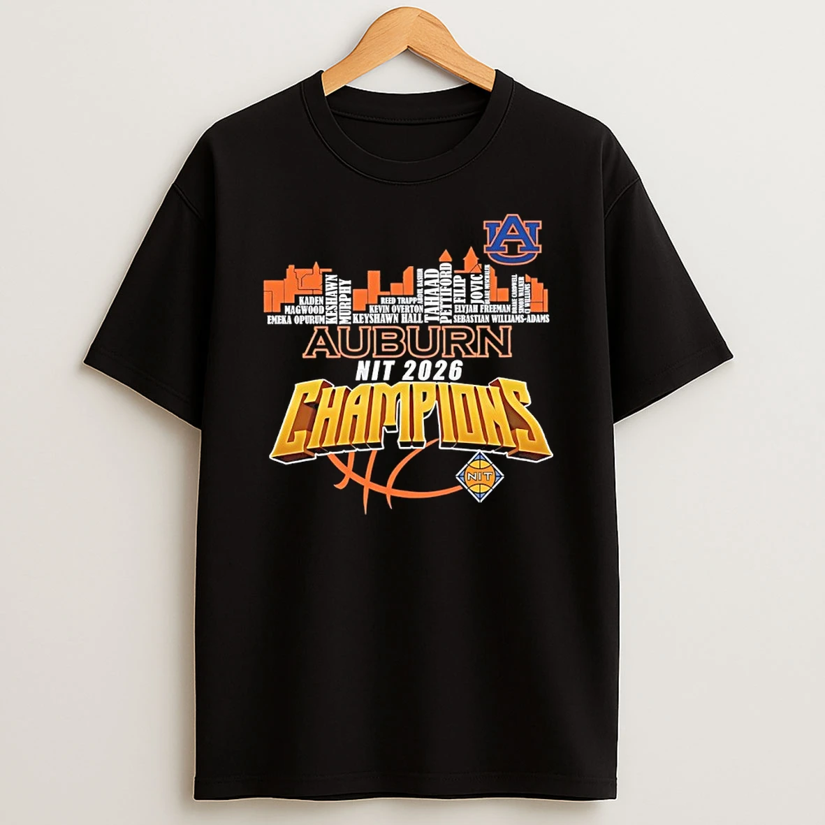 Auburn Tigers 2026 Nit Championship Players Names City Skyline Shirts