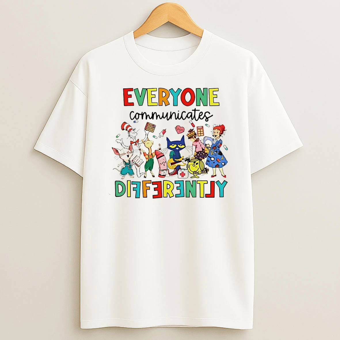 Autism Awareness Everyone Communicates Differently Cartoon Shirts