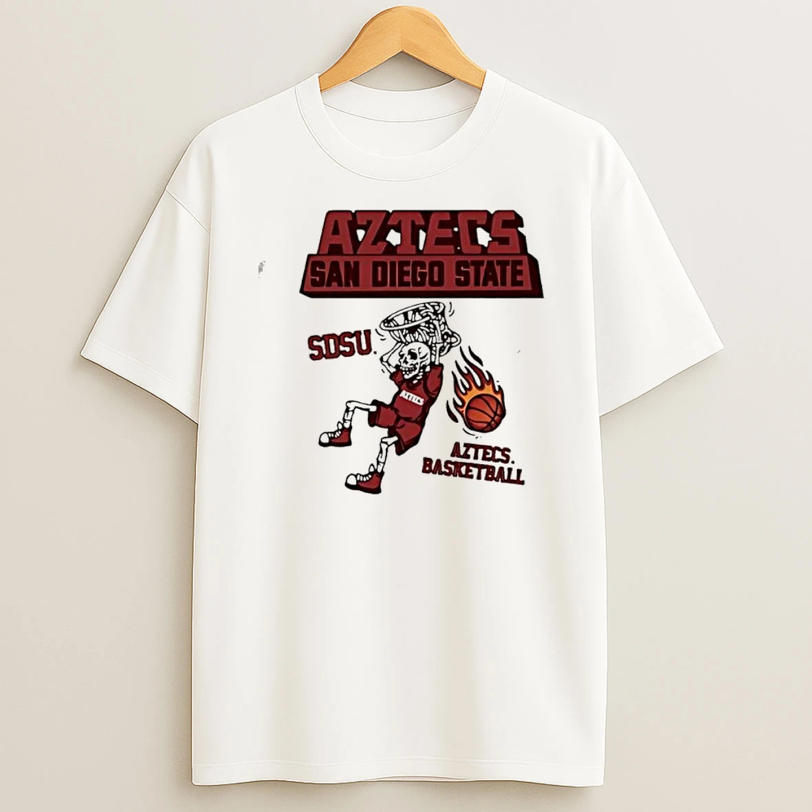 Aztecs San Diego State Sdsu Skeleton Basketball Dunking Flaming Ball Shirts