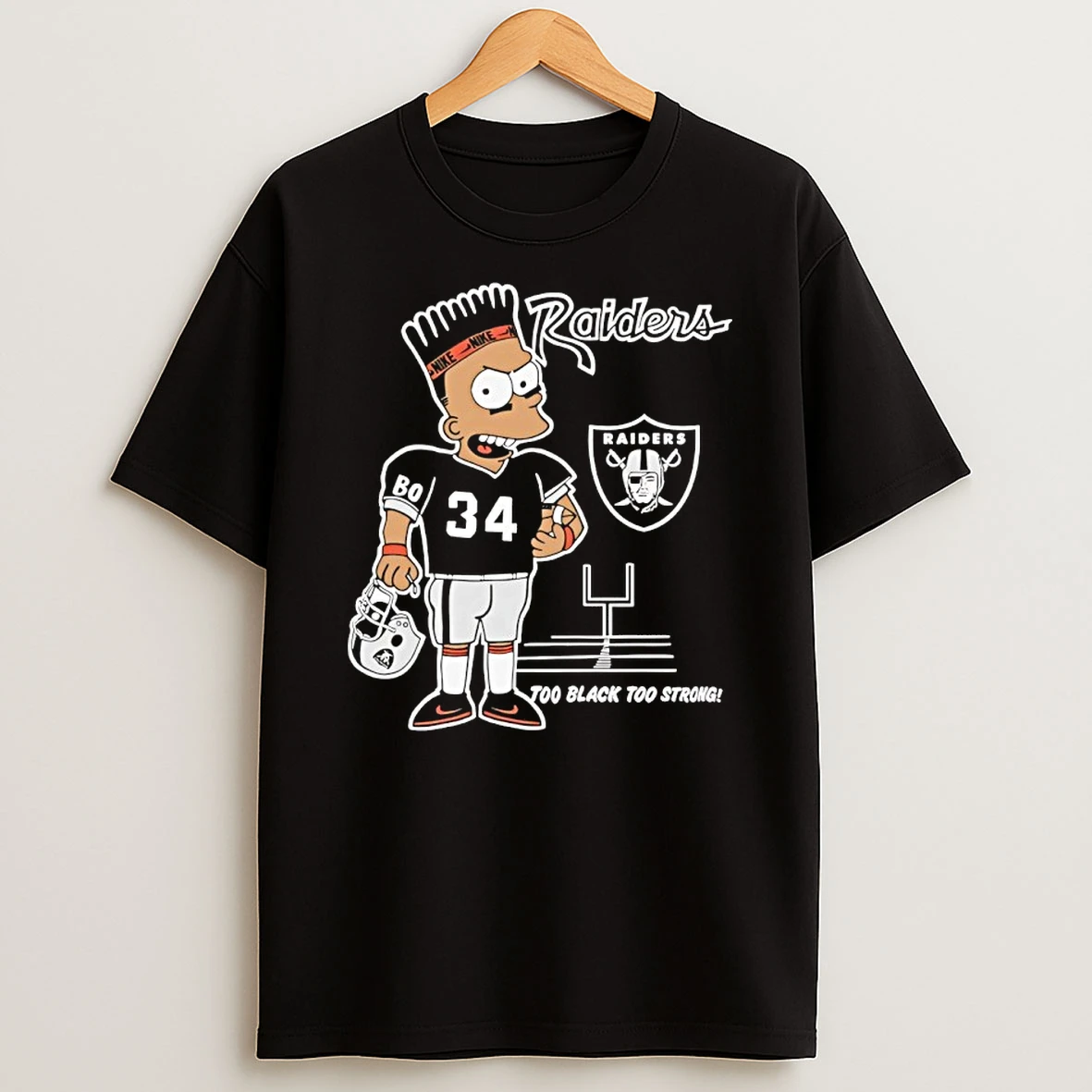 Bart Simpson X Bo Jackson Raiders Too Black Too Strong Shirts