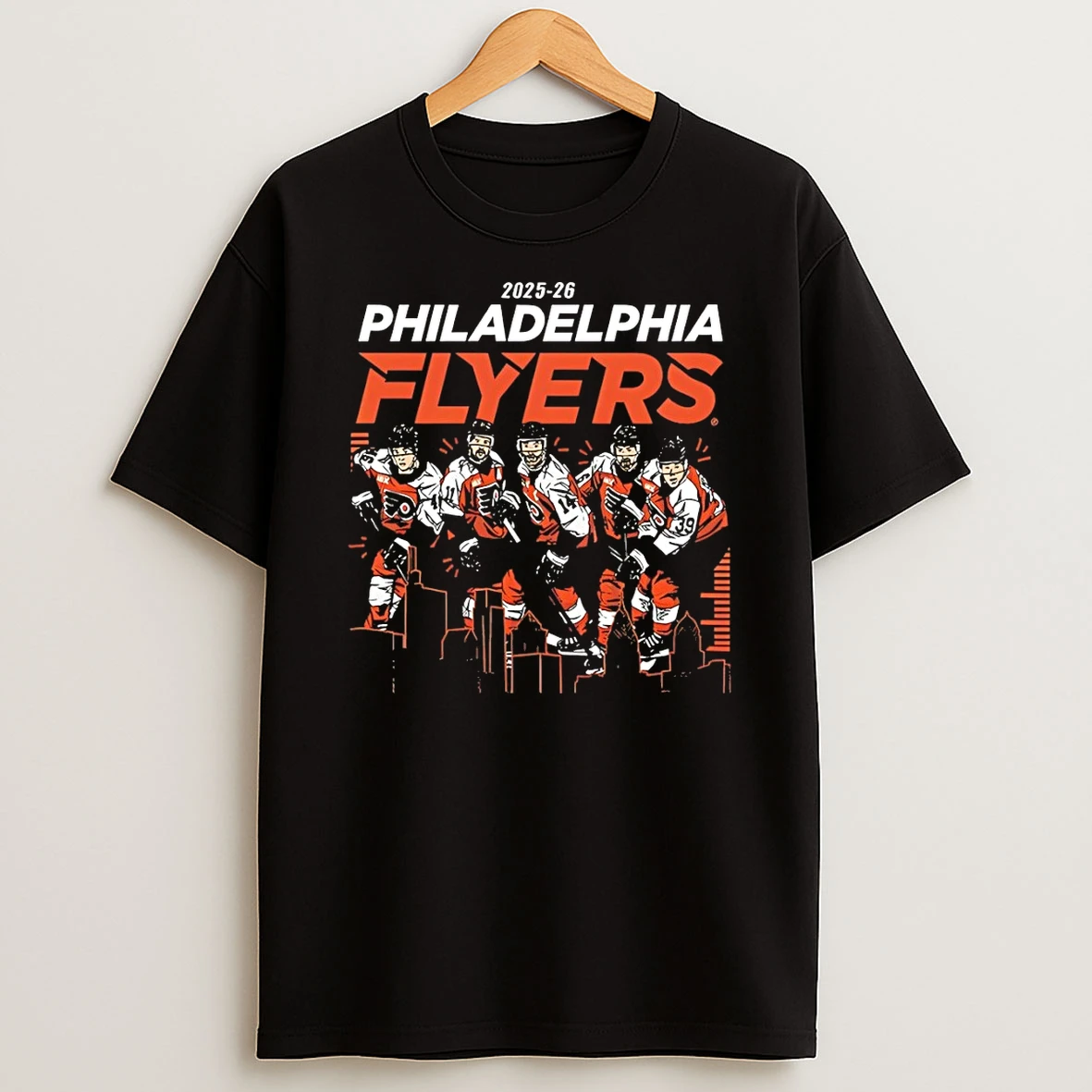 Big 5 City Skyline Philadelphia Flyers Hockey 2025 2026 Hockey Logo Team Art Shirts