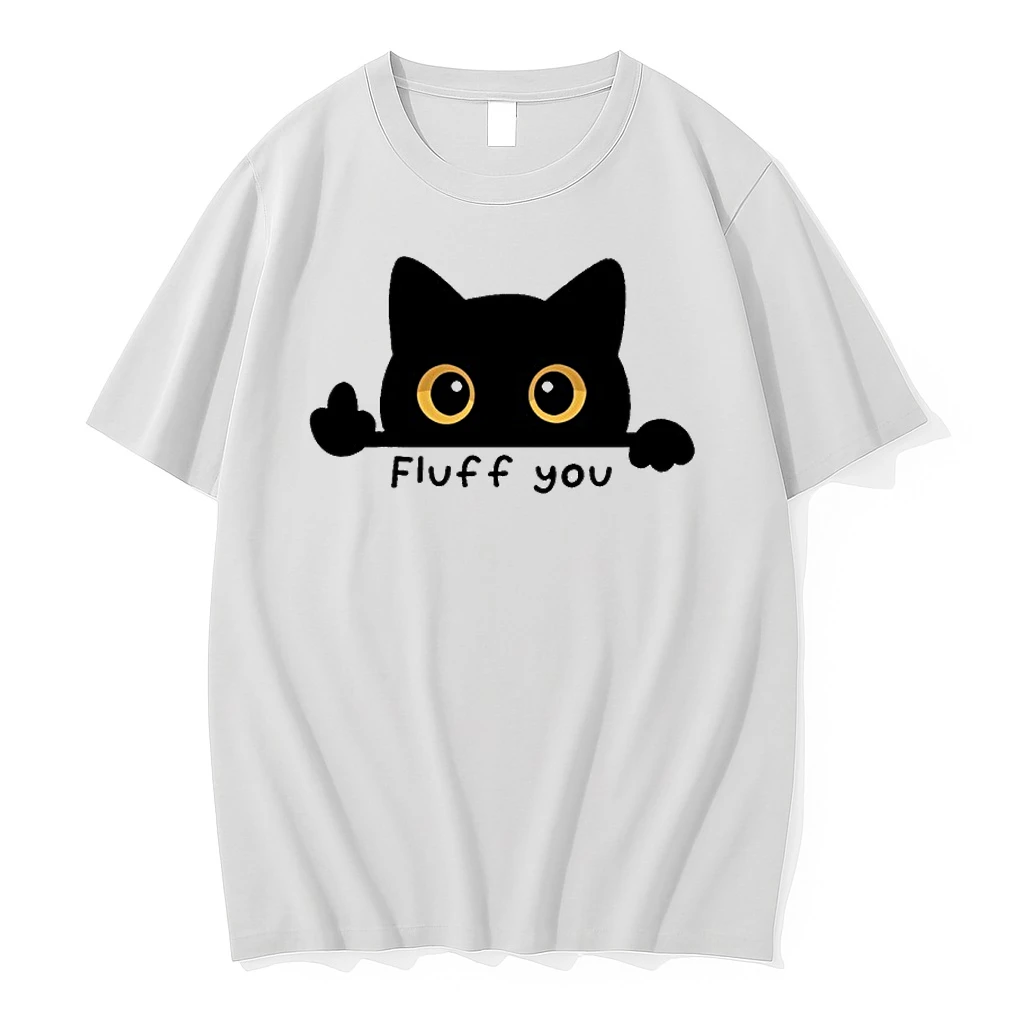 Black Cat Middle Finger Fluff You Art Shirts