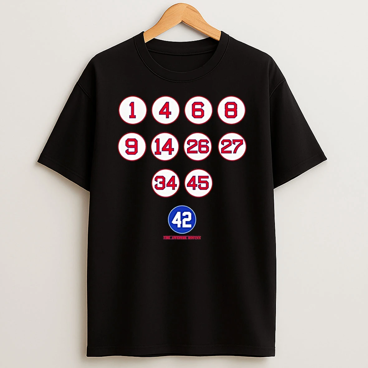 Boston Red Sox Baseball Retired Numbers 1 4 6 8 9 14 Shirts