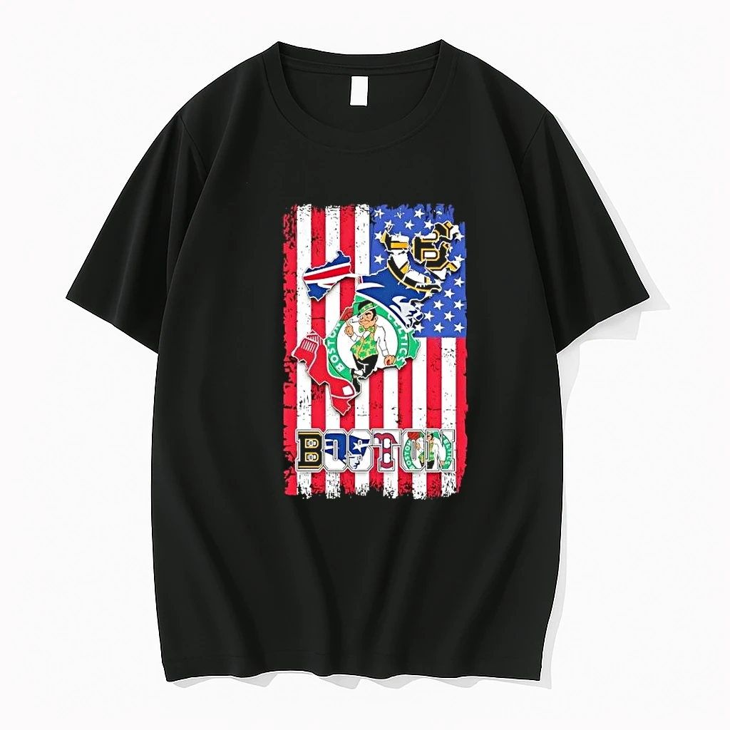Boston Sports Heritage Bruins New England Patriots Red Sox Celtics Us Flag Shirts