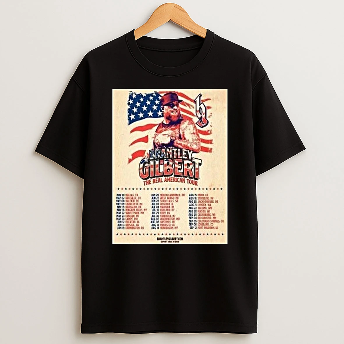 Brantley Gilbert The Real American Tour 2026 Flag Shirts