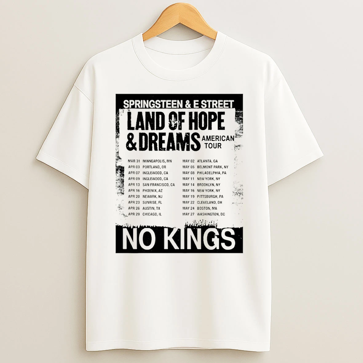 Bruce Springsteen And The E Street Band Land Of Hope And Dreams American Tour No Kings Shirts