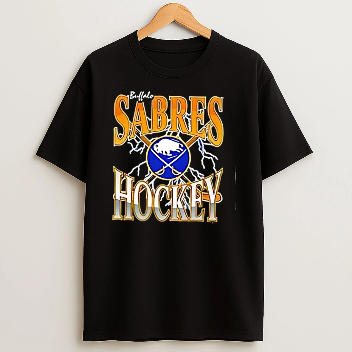 Buffalo Sabres Hockey Crossed Sticks Lightning Logo Shirts