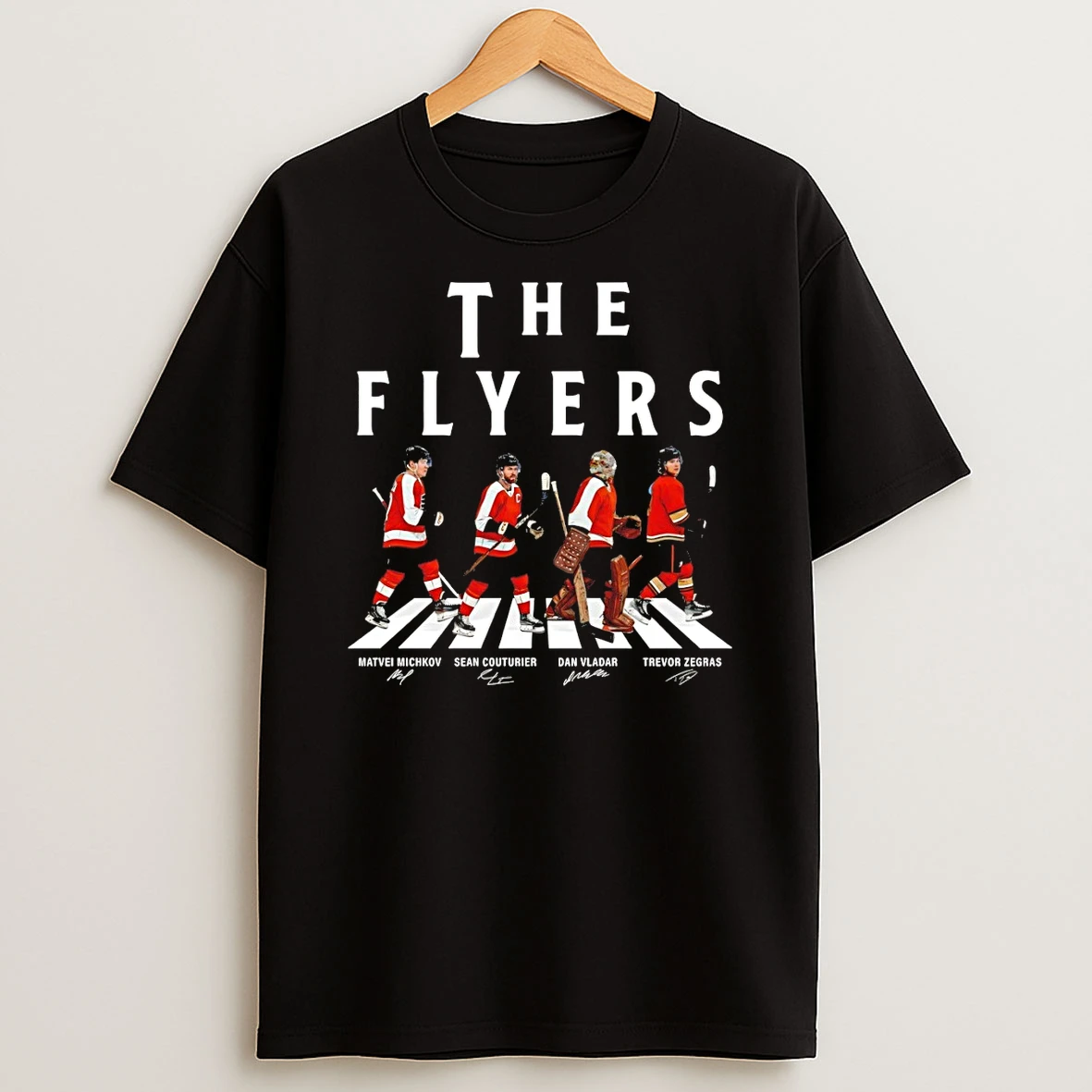 C Matvei Michkov Sean Couturier Dan Vladar Trevor Zegras The Philadelphia Flyers Abbey Road Shirts