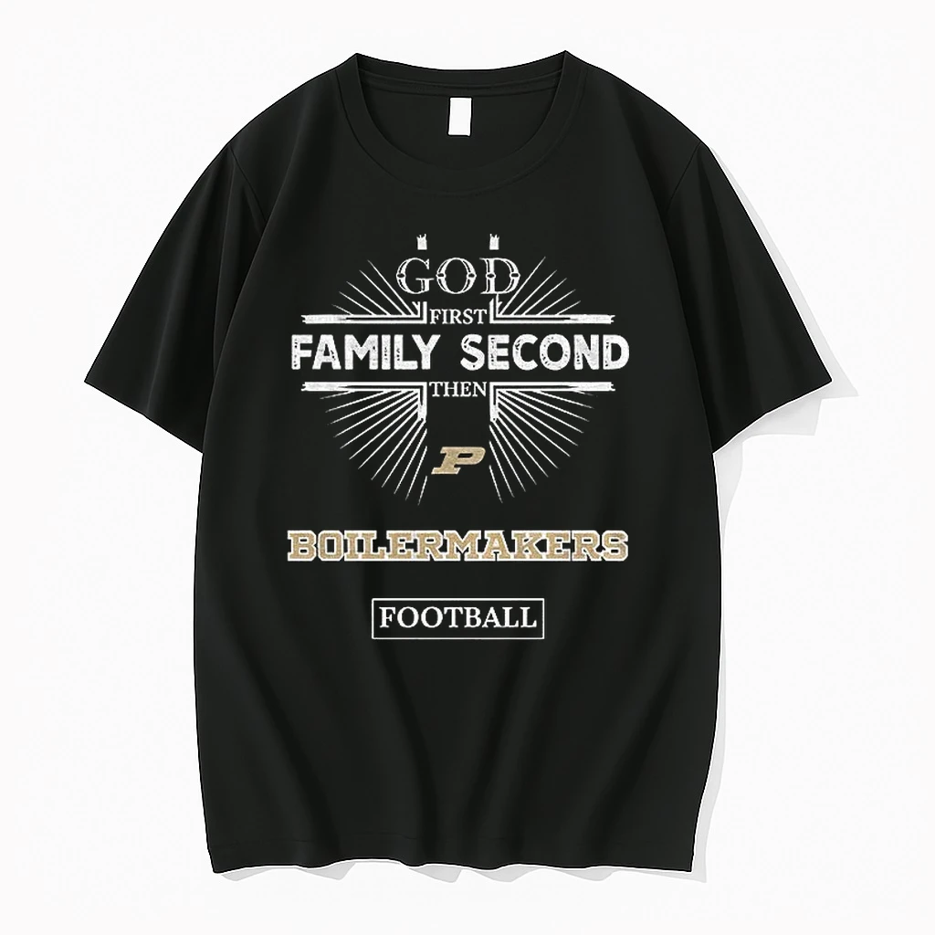 Cudysvvi God First Family Second Then Purdue Boilermakers Football Shirts