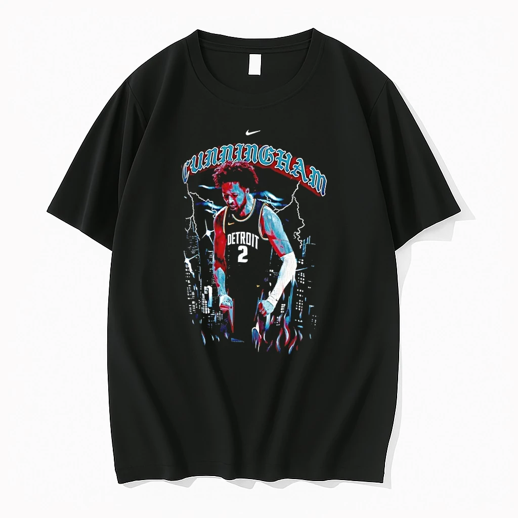 Cade Cunningham Detroit Pistons Basketball Storm City Skyline Nike Logo Shirts