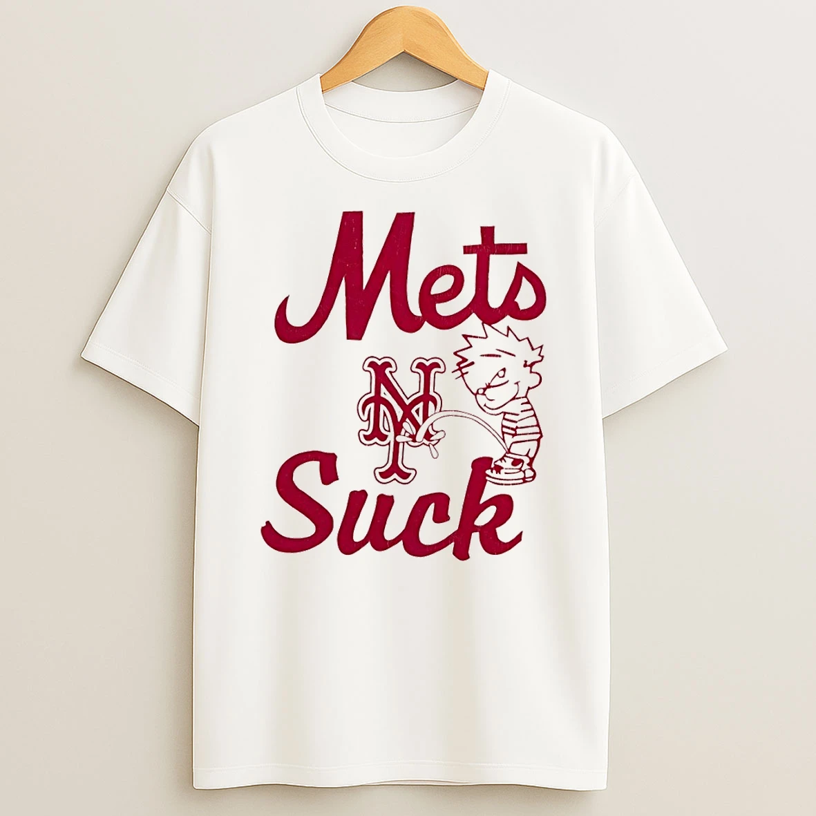 Calvin Piss On New York Mets Baseball Mets Suck Funny Meme Shirts