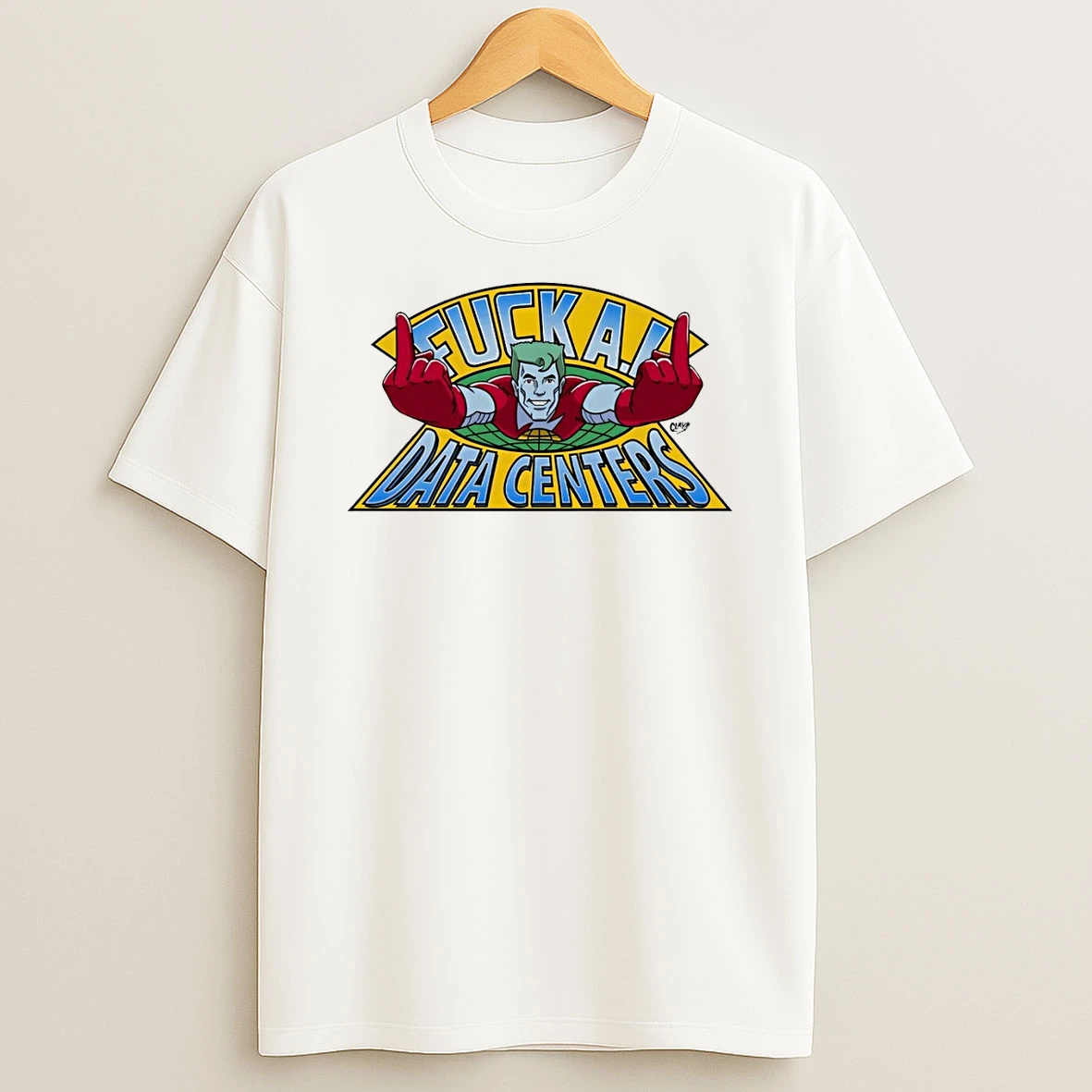 Captain Planet Middle Finger Fuck Ai Data Centers Shirts