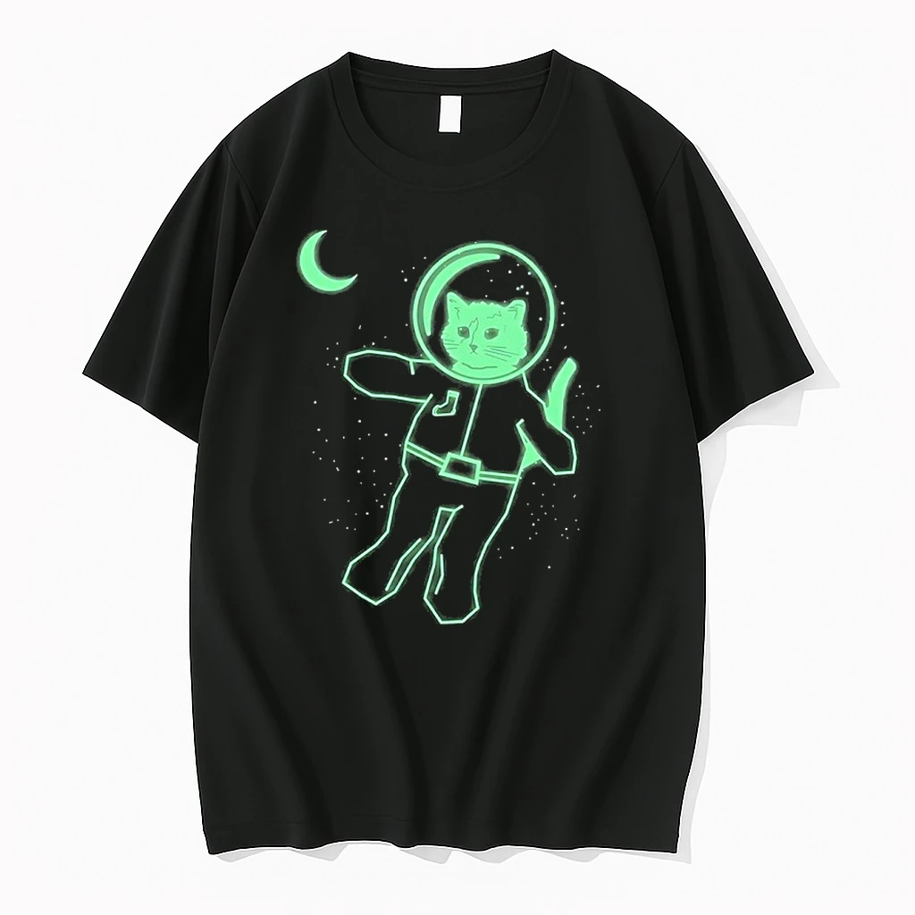 Cat Glow In The Dark Astronaut Shirts
