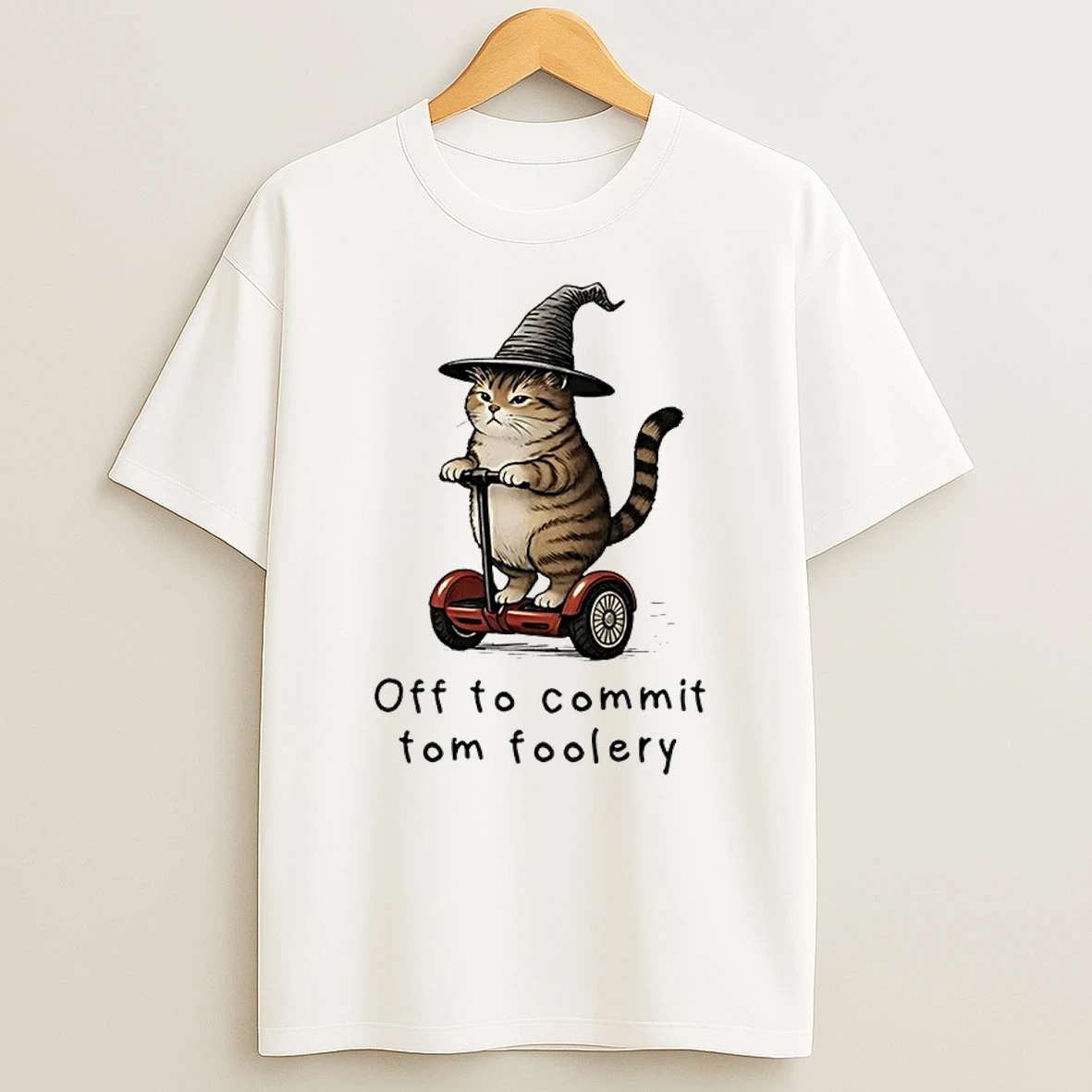 Cat Riding Segway Off To Commit Tomfoolery Art Shirts