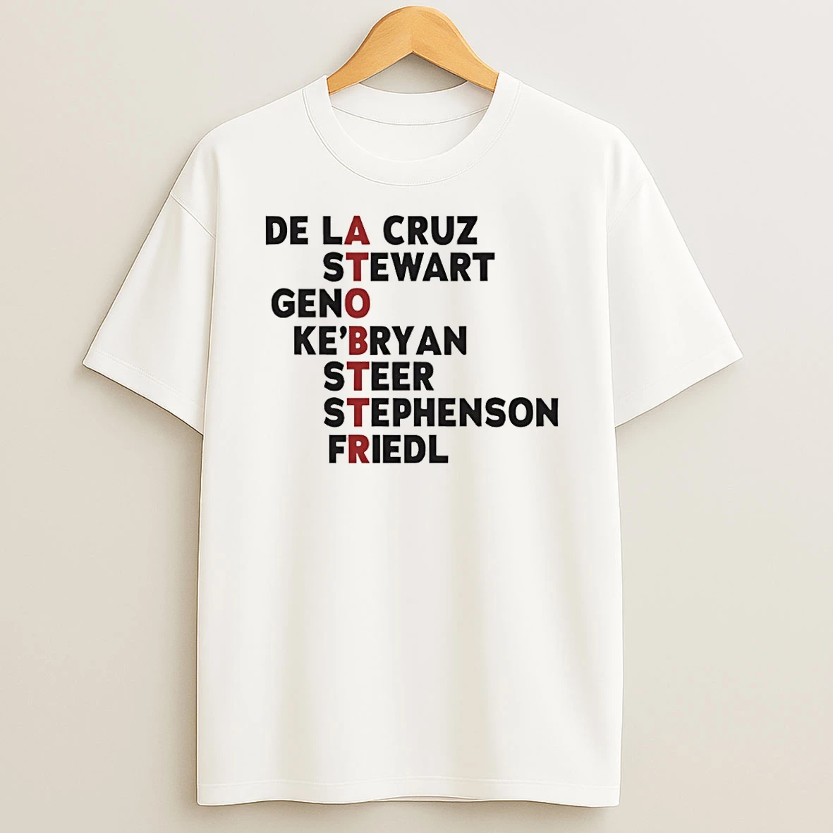 Cincinnati Reds Baseball Atobttr Names De La Cruz Stewart Geno Ke Bryan Steer Stephenson Friedl Shirts