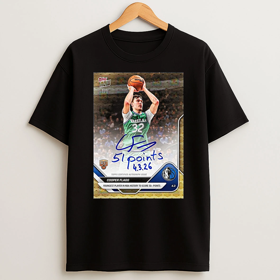 Cooper Flagg Youngest Player In Nba History To Score 50 Points Topps Shirts