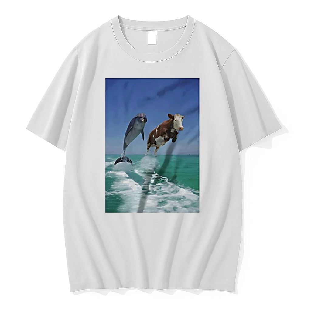 Cow And Dolphin Jumping Out Of Water Shirts