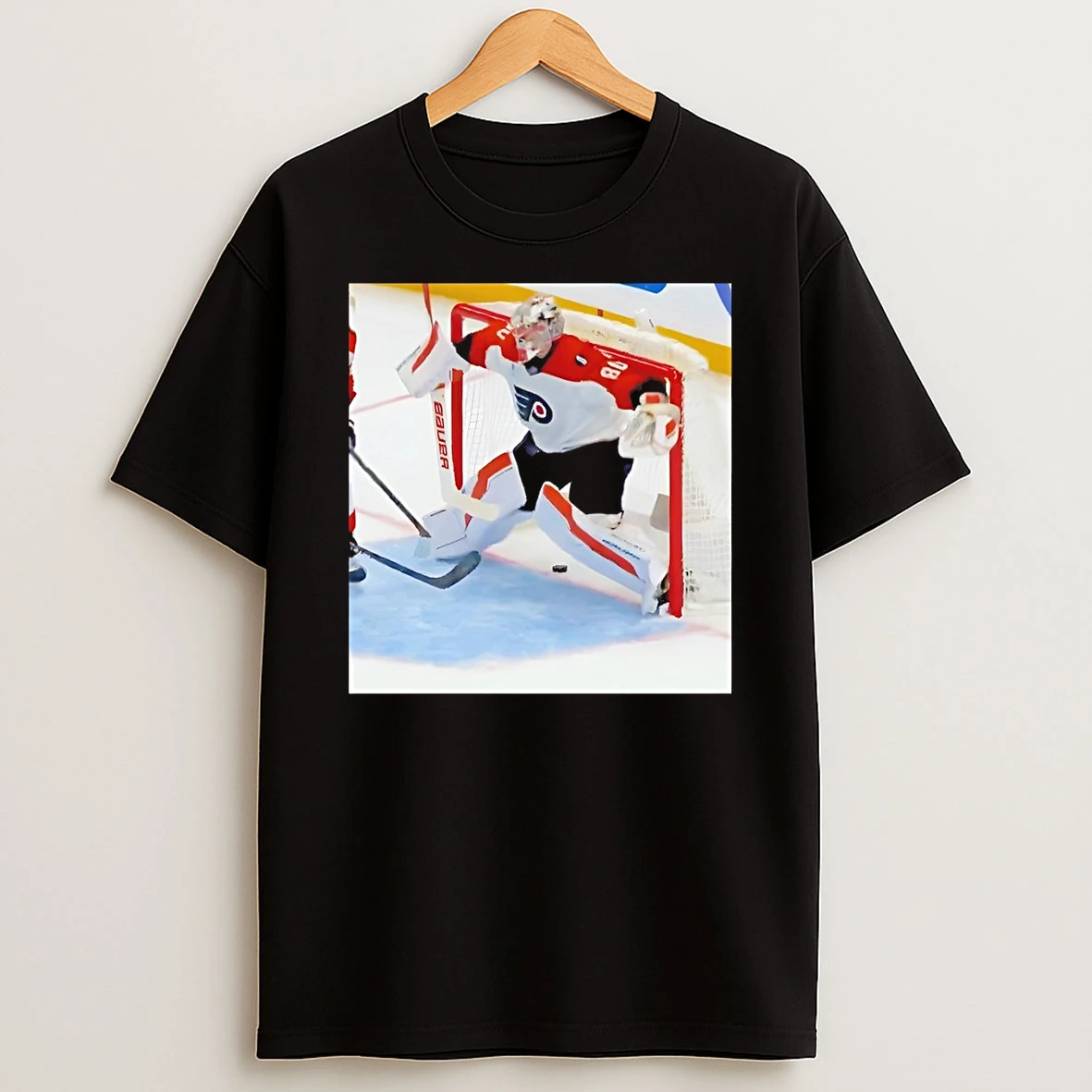 Dan Vladar Philadelphia Flyers Playoff Nhl Attempt To Block The Shot Photo Shirts