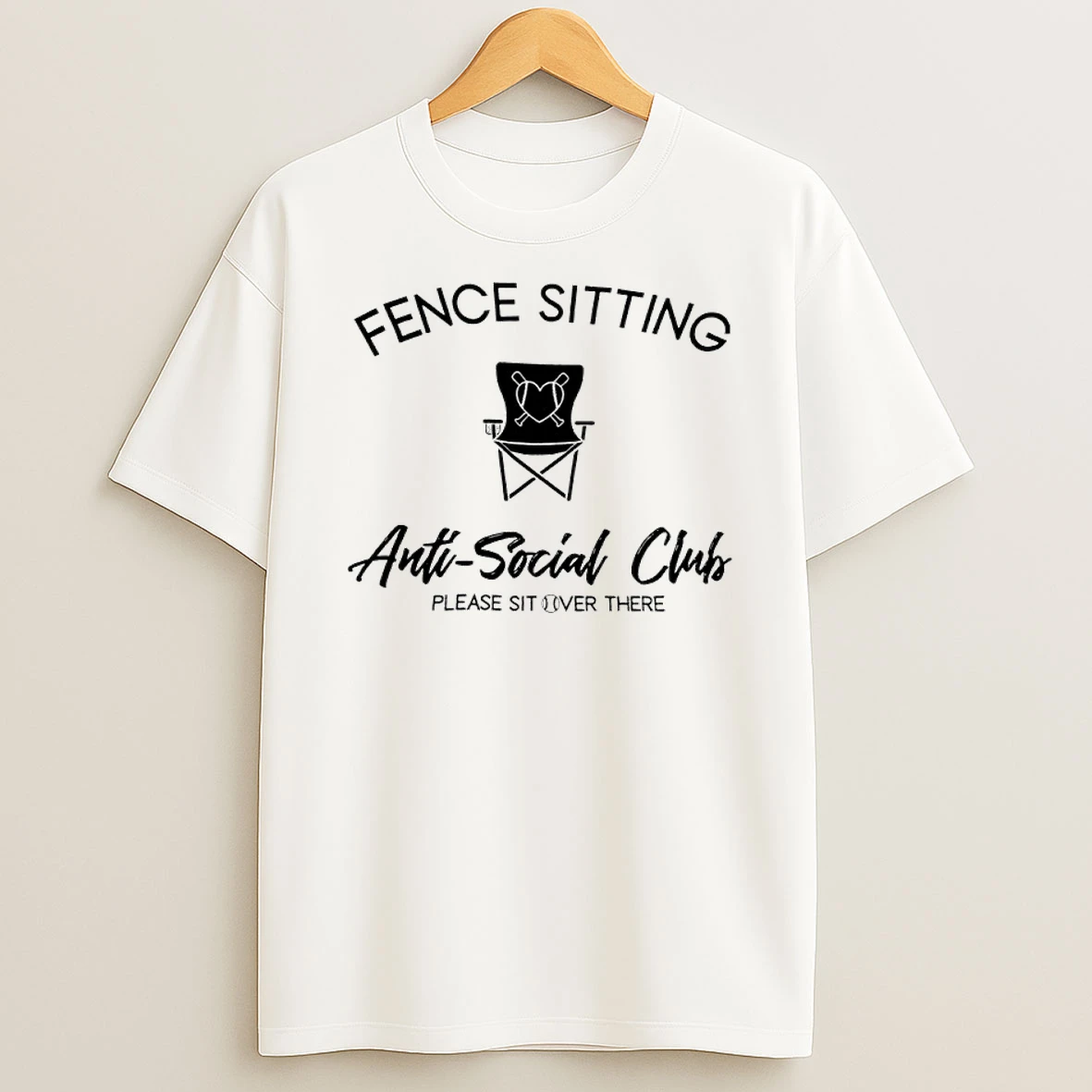 Fence Sitting Anti Social Club Baseball Please Sit Over There Shirts