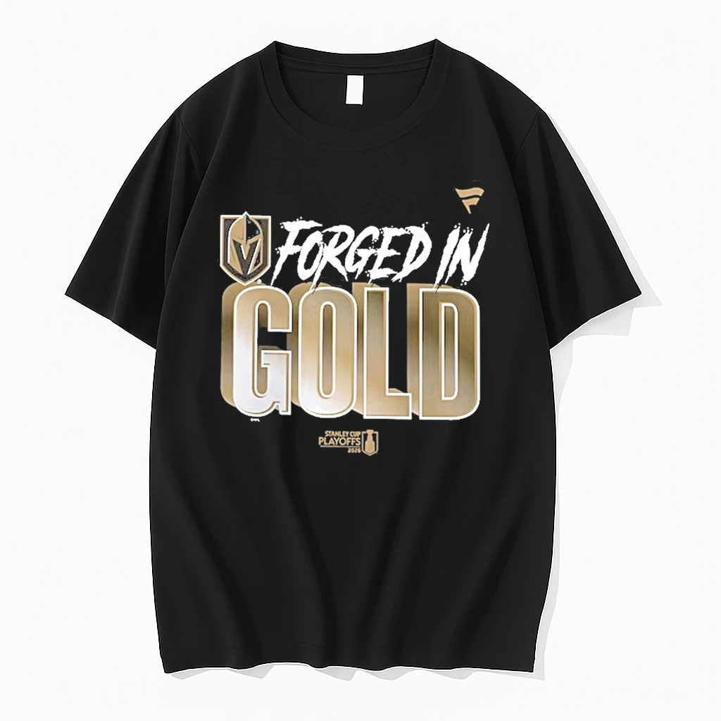 Forged In Gold Vegas Golden Knights Black 2026 Nhl Playoff Hometown Slogan Legacy Shirts
