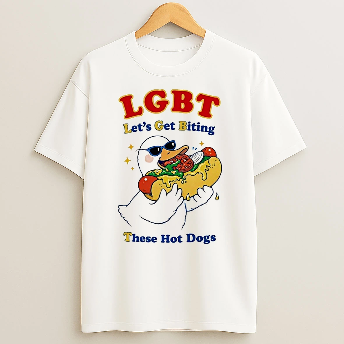 Funny Goose Hot Dog Lgbt Lets Get Biting These Hot Dogs Shirts