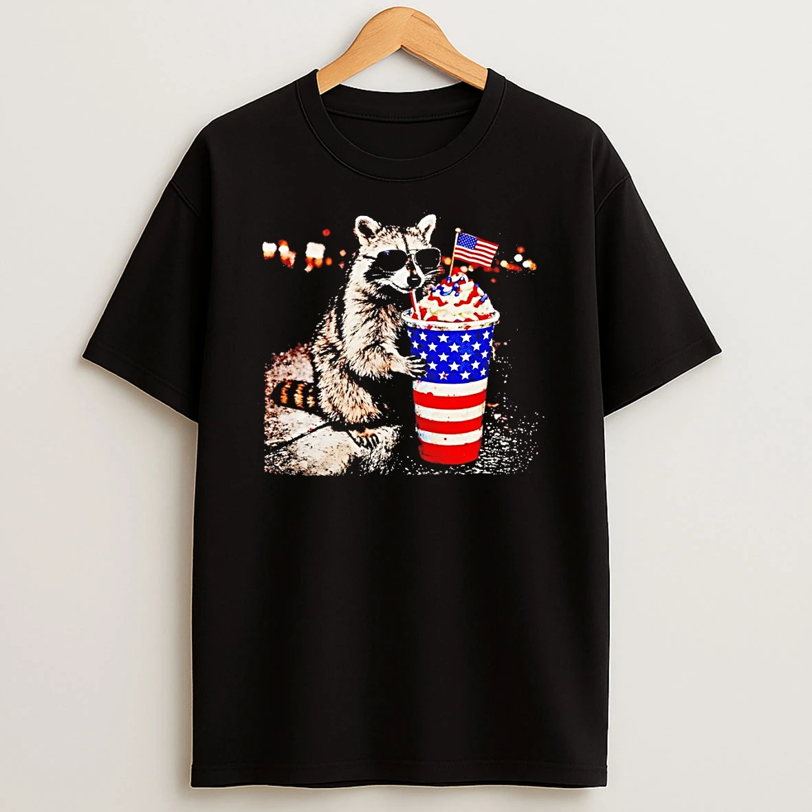 Funny Raccoon Drinking Iced Coffee Usa 250th Anniversary Celebrate 250 Years 4th Of July Shirts
