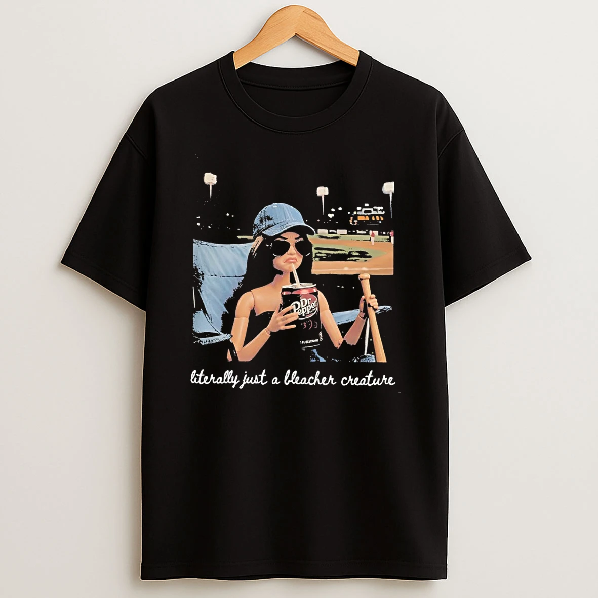 Funny Doll Baseball Drinking Dr Pepper Literally Just A Bleacher Creature Shirts