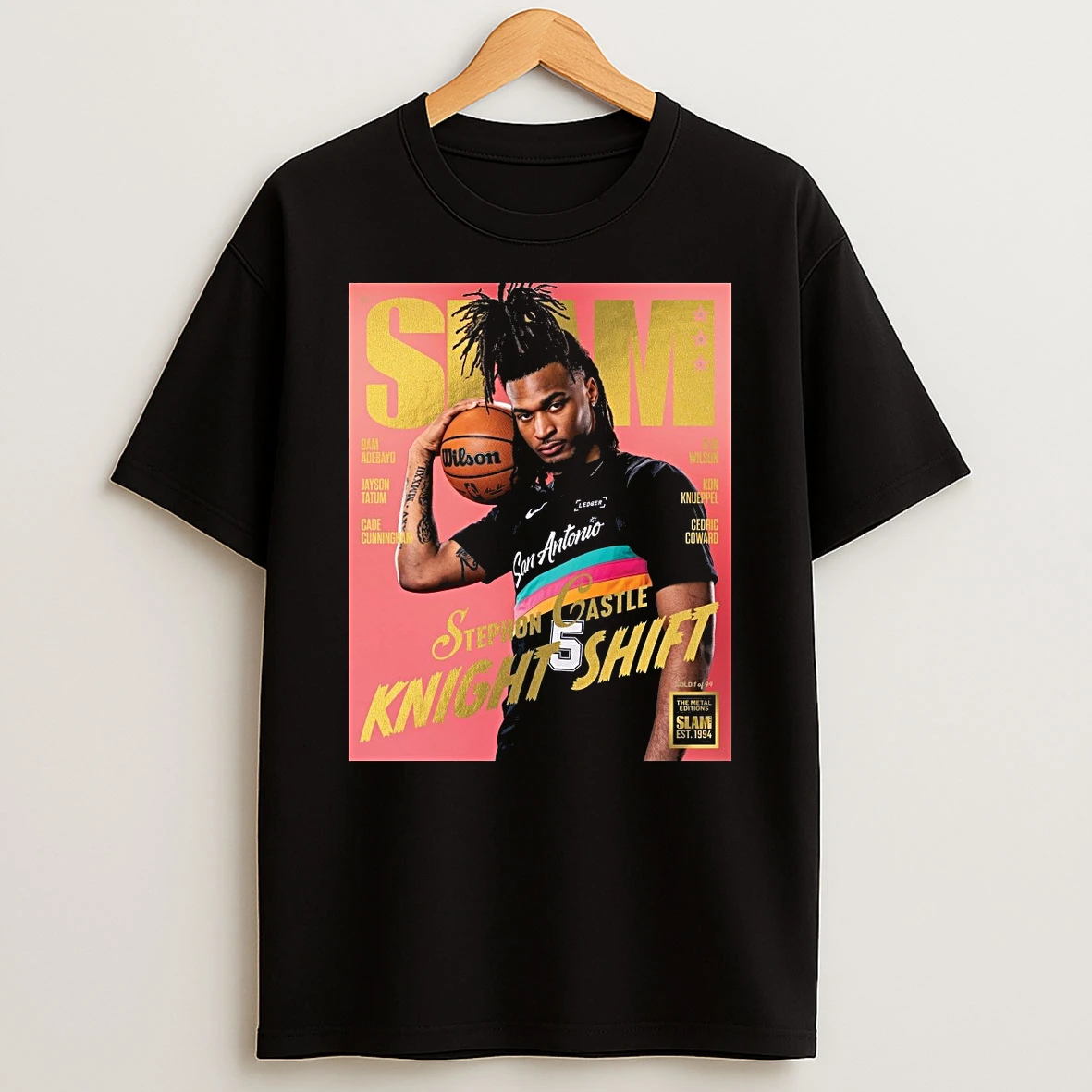 Gold Metal Slam 261 Stephon Castle Knight Shift San Antonio Spurs Basketball Magazine Shirts