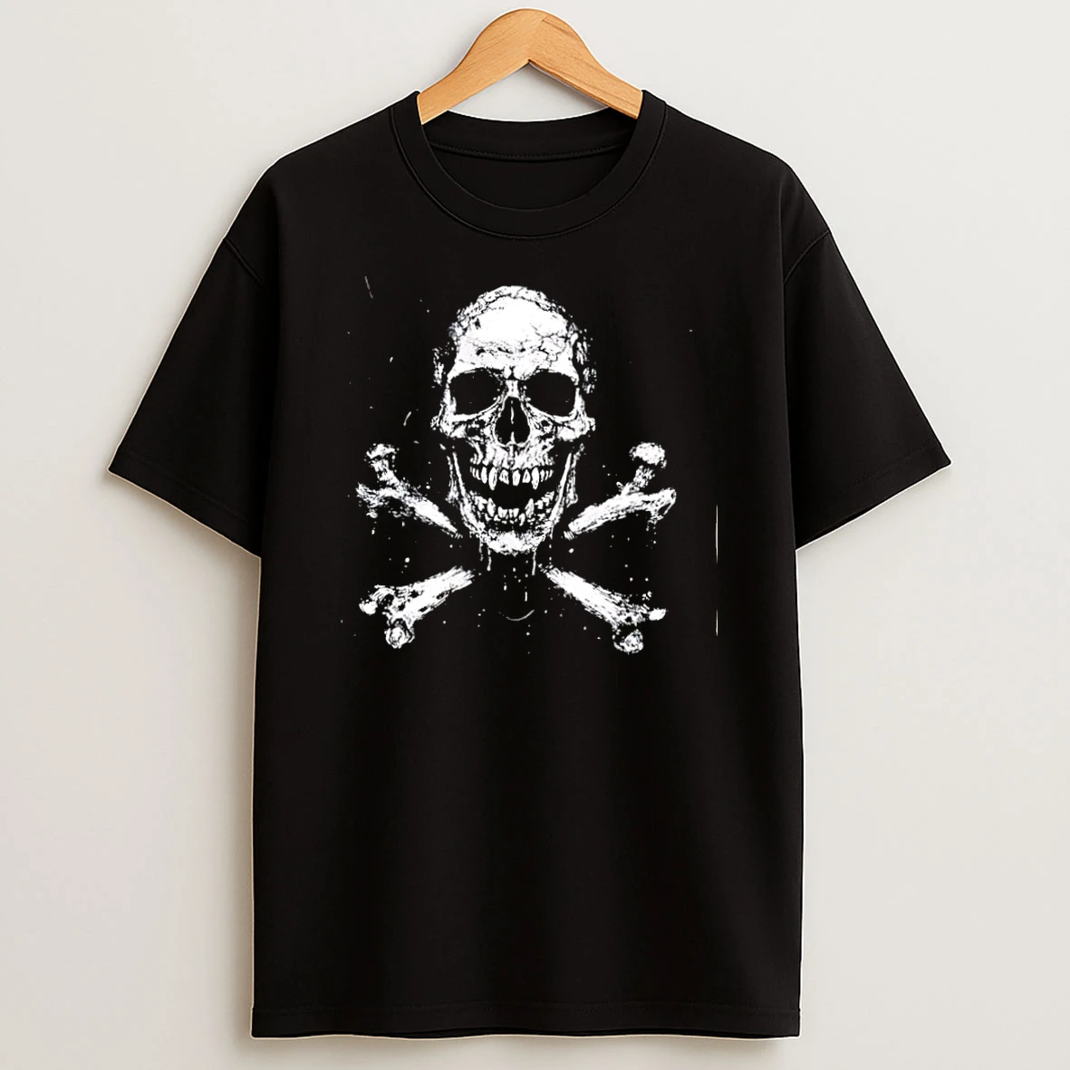 Grinning Human Skull Crossbones Skeleton Gothic Horror Macabre Illustration Shirts