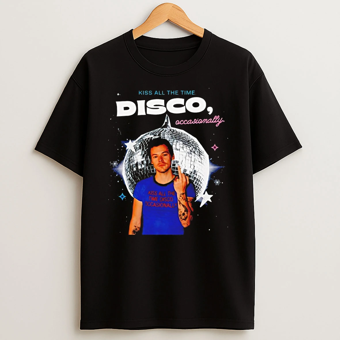 Harry Middle Finger Kiss All The Time Disco Occasionally Vintage Shirts