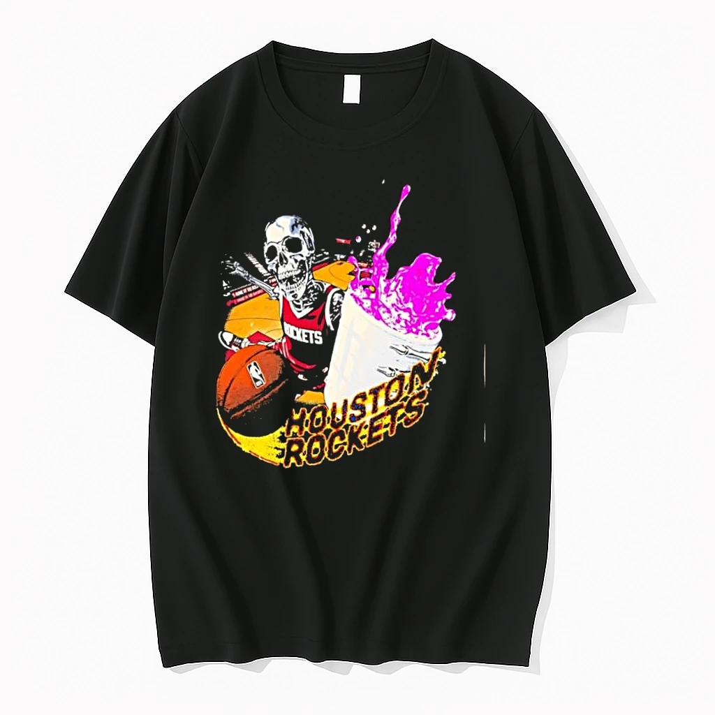 Houston Rockets Skeleton Basketball Player Purple Splash Drip Shirts