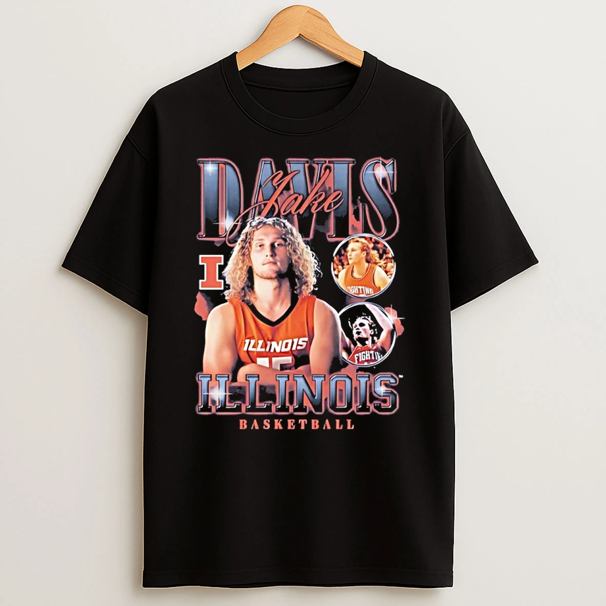 Jake Davis Illinois Fighting Illini Mens Basketball 90s Bootleg Shirts