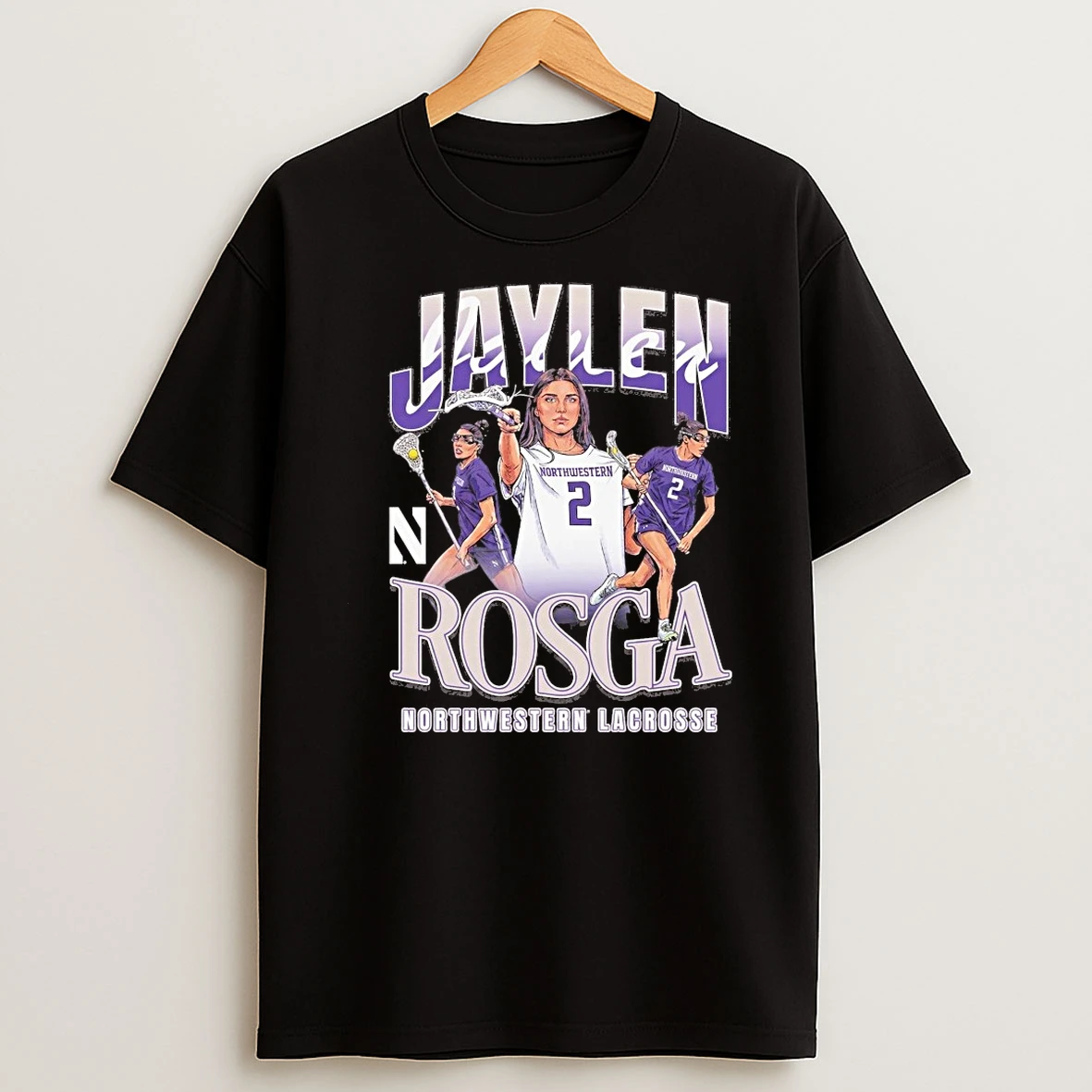 Jaylen Rosga Northwestern Wildcats Lacrosse 90s Graphic Shirts